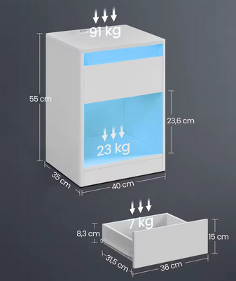 Phantom™ LED Nachttisch - Geheimfach oben und unten